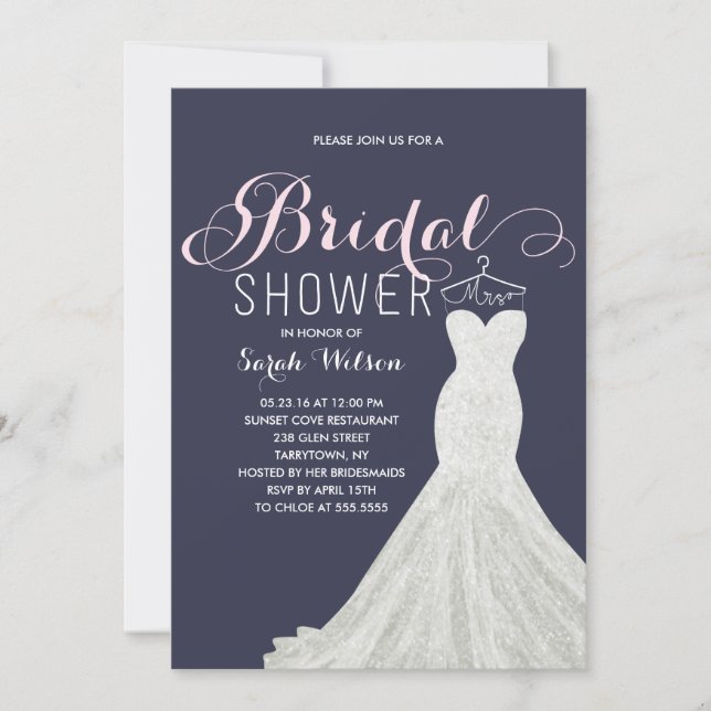 Extravagant Dress Custom Color | Bridal Shower Invitation (Front)