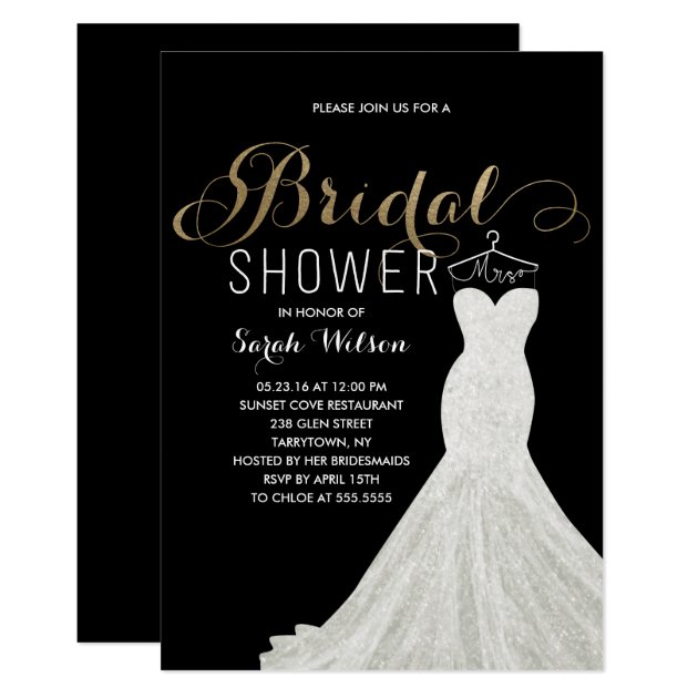 Extravagant Dress Gold Custom Color| Bridal Shower Invitation