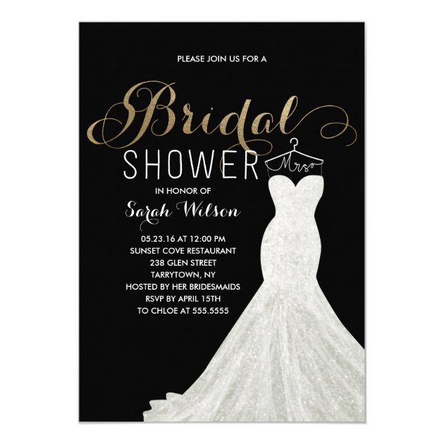 Extravagant Dress Gold Custom Color| Bridal Shower Invitation