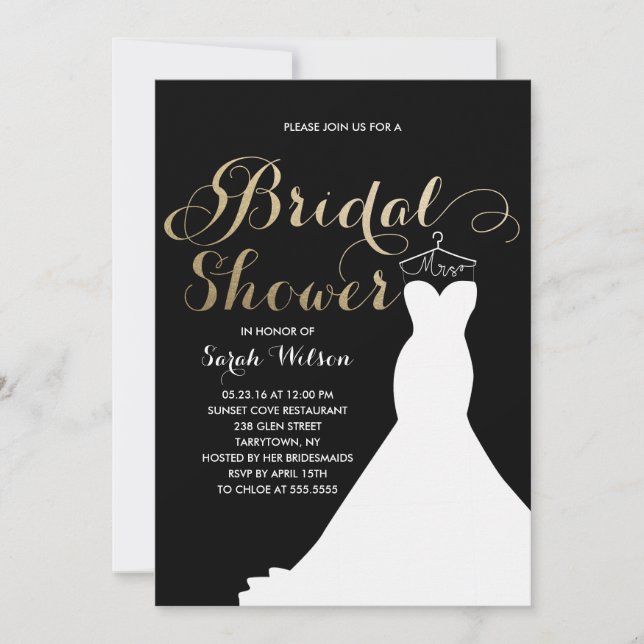 Extravagant Dress Gold Custom Color| Bridal Shower Invitation (Front)