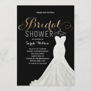 Extravagant Dress Gold Custom Color| Bridal Shower Invitation by NBpaperco at Zazzle