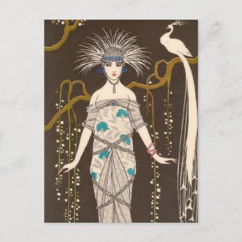 Extravagant Evening Dress Illustration Postcard by FalconsEye at Zazzle