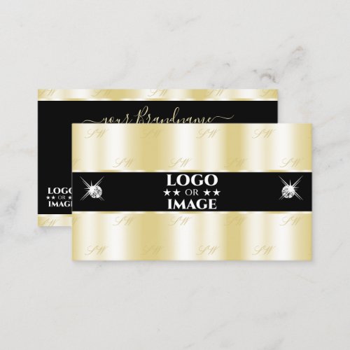 Extravagant Gold Black Sparkling Diamonds Add Logo Business Card