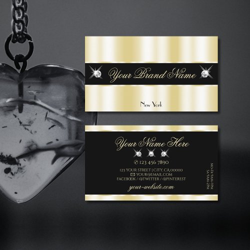 Extravagant Gold Black Sparkling Diamonds Luxury Business Card