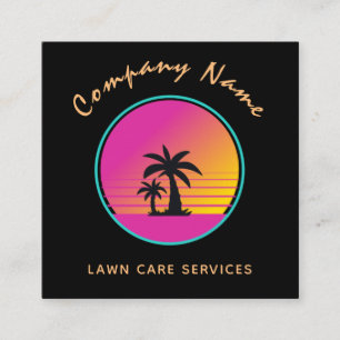 Extravagant Palm Tree Sunset Exotic Landscaping Square Business Card