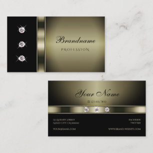 Extravagant Platinum and Black with Faux Diamonds Business Card