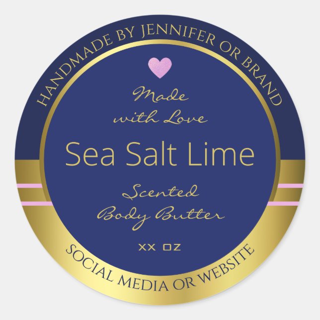 Extravagant Product Packaging Labels Blue and Gold (Front)