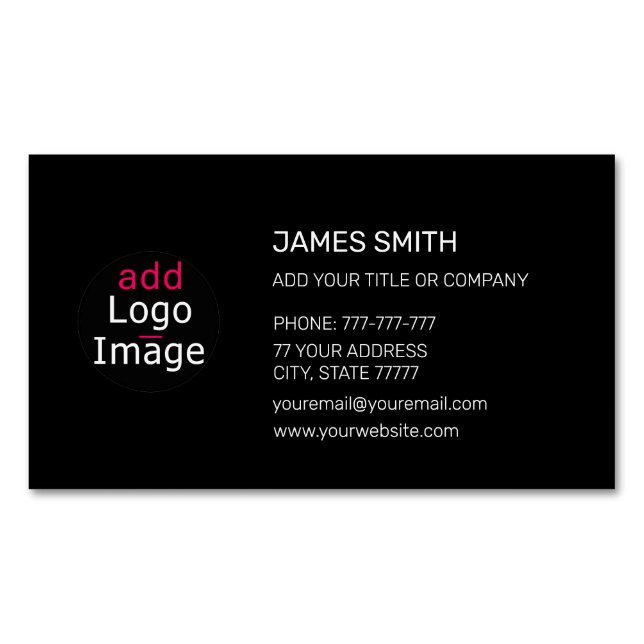 Extravagant Professional Custom Business Black Business Card Magnet (Front)