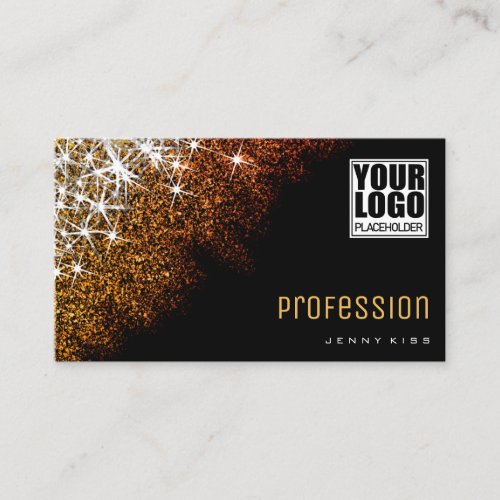 Extravagant Rose Golden Glitter Stars Professional Business Card
