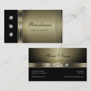 Extravagant Silver and Black with Faux Rhinestones Business Card