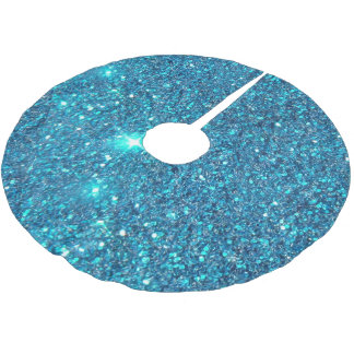 Extravagant Teal Blue Glitter Shine Brushed Polyester Tree Skirt