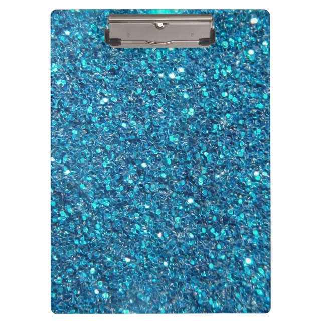Extravagant Teal Blue Glitter Shine Clipboard (Front)