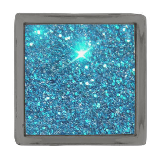 Extravagant Teal Blue Glitter Shine Gunmetal Finish Lapel Pin