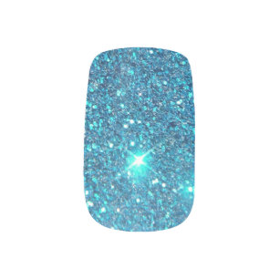 Extravagant Teal Blue Glitter Shine Minx Nail Wraps