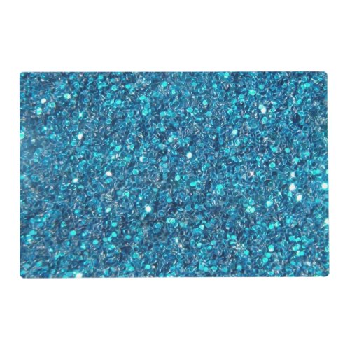 Extravagant Teal Blue Glitter Shine Placemat