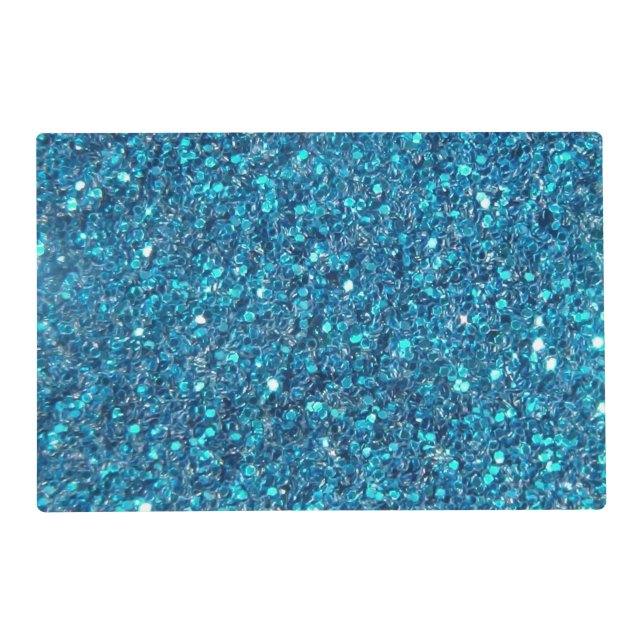 Extravagant Teal Blue Glitter Shine Placemat (Front)