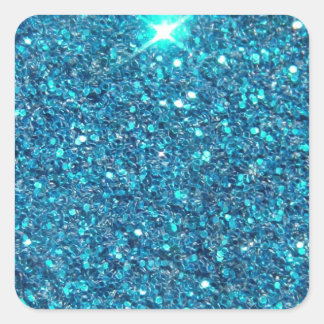 Extravagant Teal Blue Glitter Shine Square Sticker