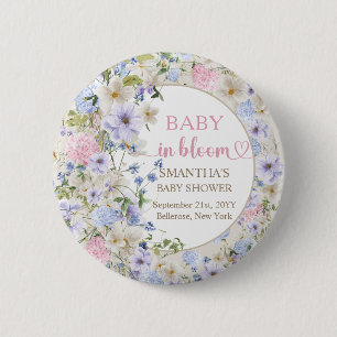 Extravagant watercolor delicate blush wildflowers button