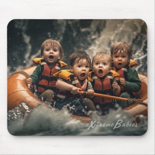 Extreme Babies _ White Water Rafting Mouse Pad