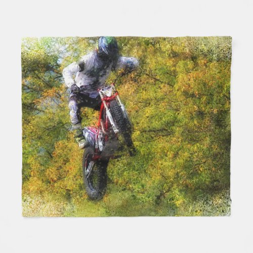 Extreme Biker _ Dirt Bike Rider Fleece Blanket