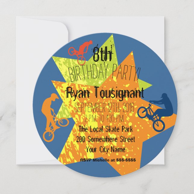 Extreme Biking Birthday Circle Invite (Front)