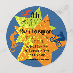 Extreme Biking Birthday Circle Invite