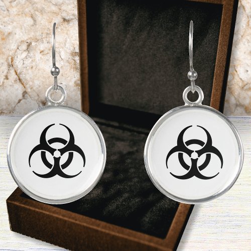 Extreme Black Biohazard Symbol Earrings