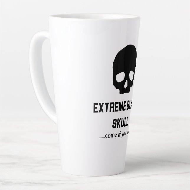 Extreme Black skull Latte Mug (Left Angle)