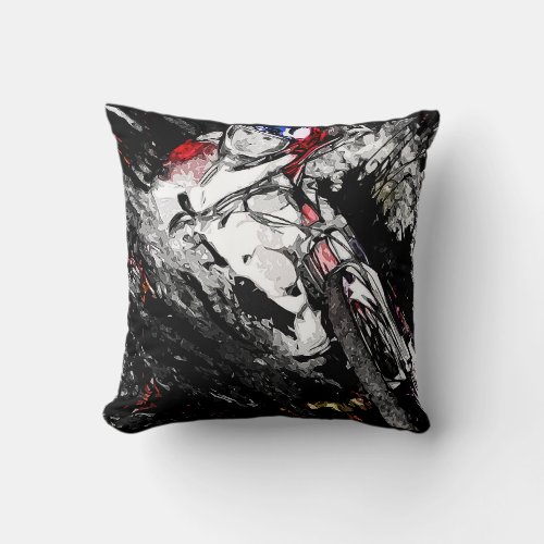 Extreme BMX Rider _ Mountain Bike Racer   Throw Pillow