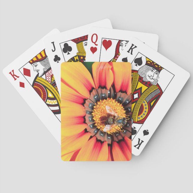 Extreme Close-Up Of A Bee Collecting Pollen Poker Cards (Back)