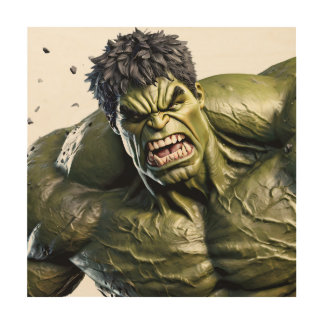 Extreme Close-Up of the Enraged Hulk Wood Wall Art