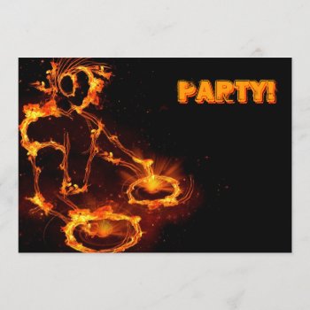 Extreme Cool Flaming Dj Party Invitation. Invitation by johan555 at Zazzle