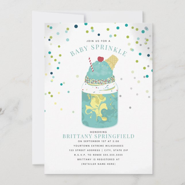 Extreme Crazy Milkshake Blue Boy Baby Shower Invitation (Front)