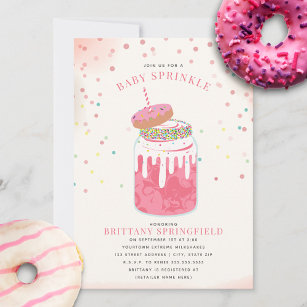 Extreme Crazy Milkshake Girl Baby Sprinkle Donut Invitation