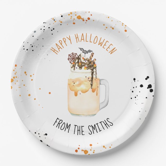 Extreme Crazy Milkshake Halloween Trick Or Treat Paper Plates (Front)