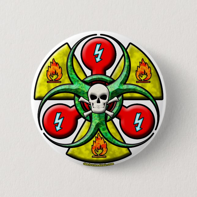 Extreme Danger Warning Pinback Button (Front)