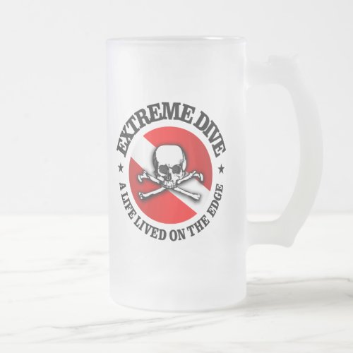 Extreme Dive Skull Frosted Glass Beer Mug