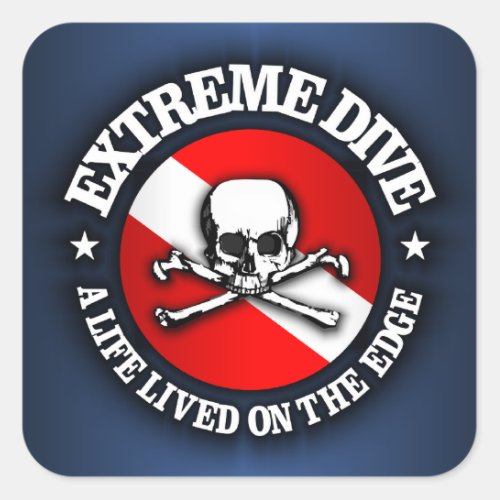 Extreme Dive Skull Square Sticker