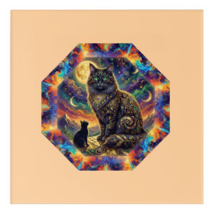 Extreme Fantasy Image of 2 Cats In Sci Fi Setting Acrylic Print