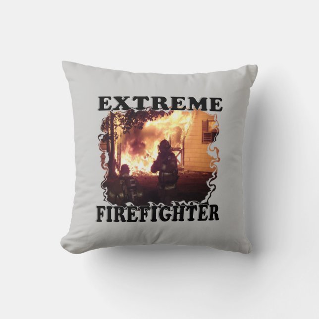 Extreme Firefighter Throw Pillow (Front)