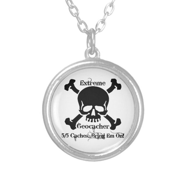 Extreme Geocacher Silver Plated Necklace (Front)