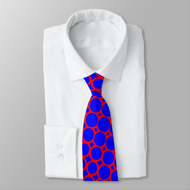 Extreme Halftone - Blue on Red Neck Tie (Tied)