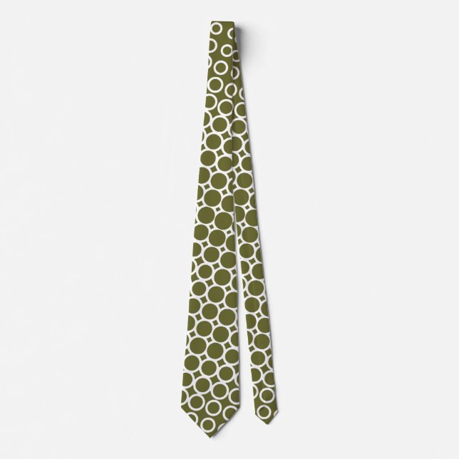 Extreme Halftone - Dp Olive on White Neck Tie (Front)