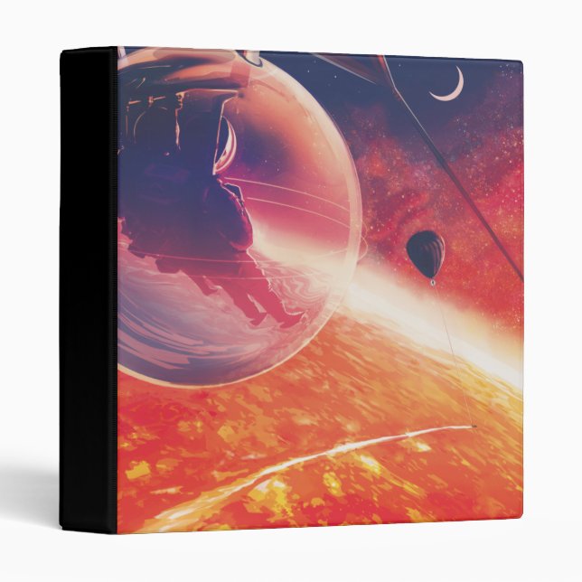 Extreme Hot Air Balloon on Volcanic Hellscape 3 Ring Binder (Front/Spine)