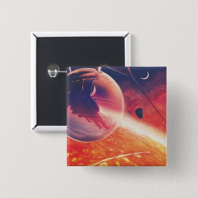 Extreme Hot Air Balloon on Volcanic Hellscape Button (Front & Back)