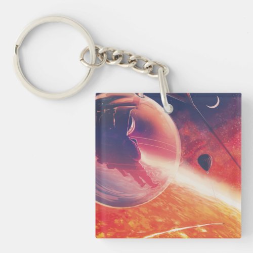 Extreme Hot Air Balloon on Volcanic Hellscape Keychain