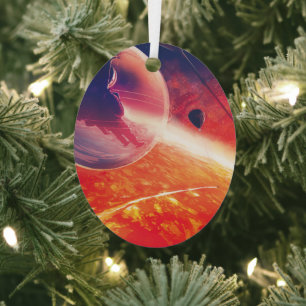 Extreme Hot Air Balloon on Volcanic Hellscape Metal Ornament