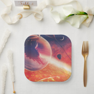 Extreme Hot Air Balloon on Volcanic Hellscape Paper Plates