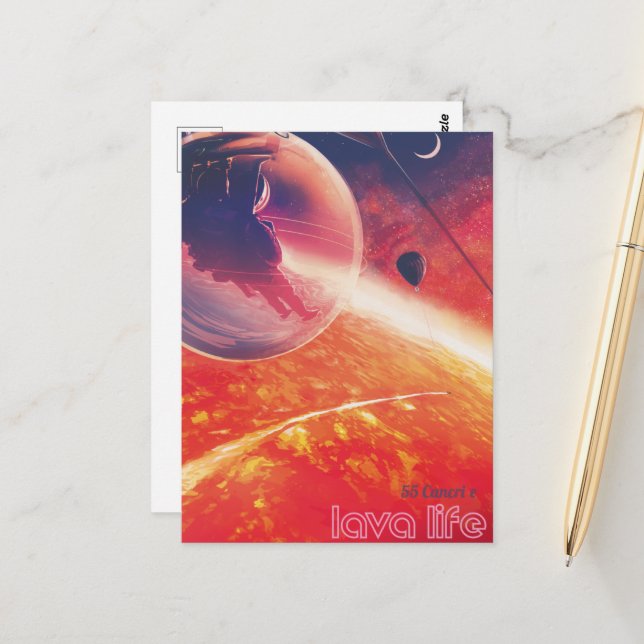 Extreme Hot Air Balloon on Volcanic Hellscape Postcard (Front/Back In Situ)