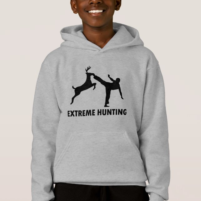 Extreme Hunting Deer Karate Kick Hoodie (Front)